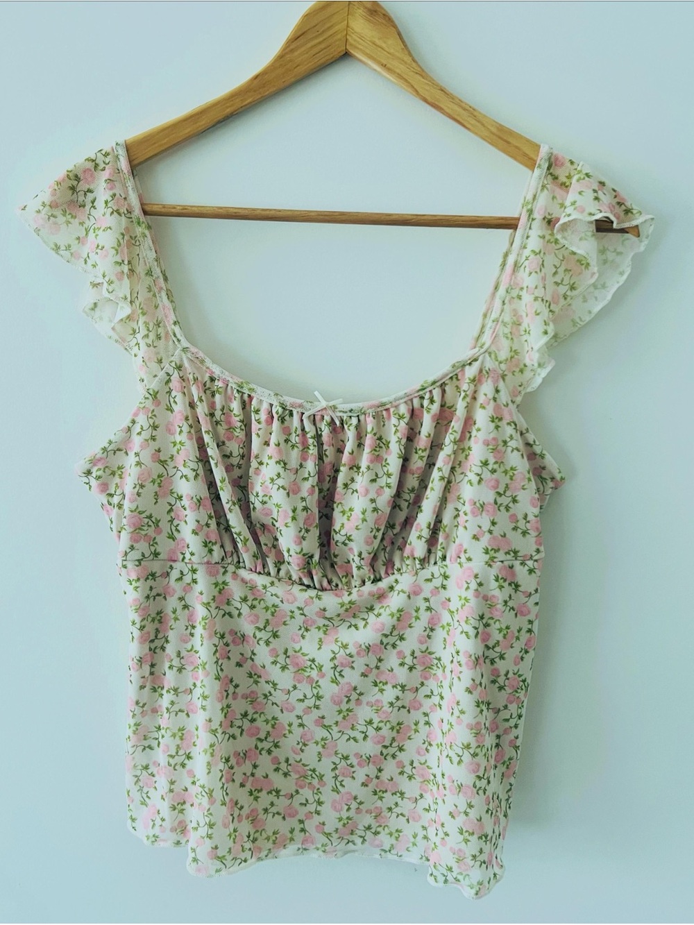 Cute Cream Cropped Rose Tank Fairy Core Victorian Lolita